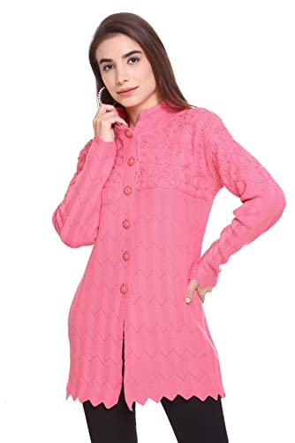 Image of Womens Full Sleeve Button Self Design Long Cardigan