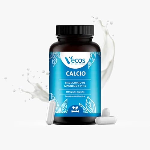 Calcio Citrato con Bisglicinato de Magnesio y Vitamina D3 - Suplemento para Huesos Fuertes - 110 Cápsulas - Apto para Veganos