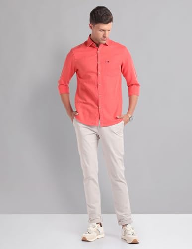 Image of AD by Arvind Cotton Linen Slim Fit Shirt