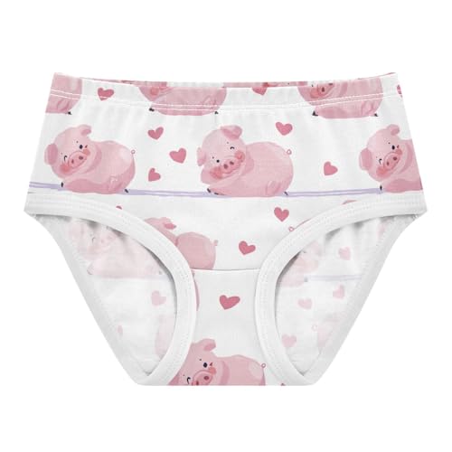 Wusikd Pink Cute Pigs Girls' Underwear Cotton Hearts Girls Briefs Soft Toddler Underwear 2T