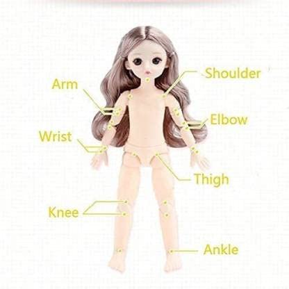 Image of Tickles Set Movable Joint Makeup Cute Girl Brown Eyes Fashionable Doll Black Frock for Kids Girls (Size: 30 cm Color: Black and White)