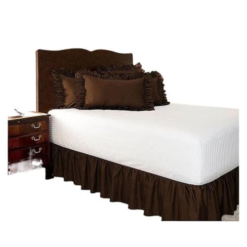 Faldón de Cama con elástico y Volantes, Cenefa de Falda Cama elástica con caída 15 Pulgadas for Varios tamaños en Multicolor(Coffee,King Size)