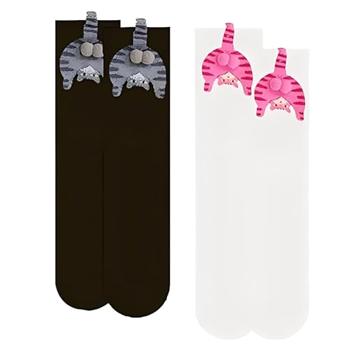Design con motivo tridimensionale 3D: i calzini presentano decorazioni tridimensionali a forma di gatto, vivaci e interessanti, e i colori sono brillanti e non sbiadiscono facilmente, aggiungendo un'atmosfera carina all'outfit.