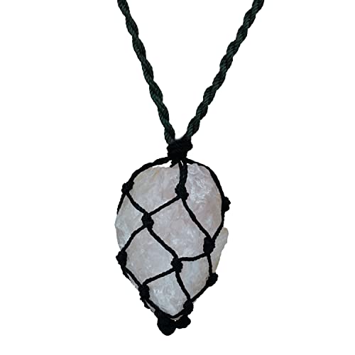 Image of REMEDYWALA Charged Energized Raw Stone Thread Cage Wrapped Pendant | Raw Stone Thread Cage Wrapped Pendant for Women and Men