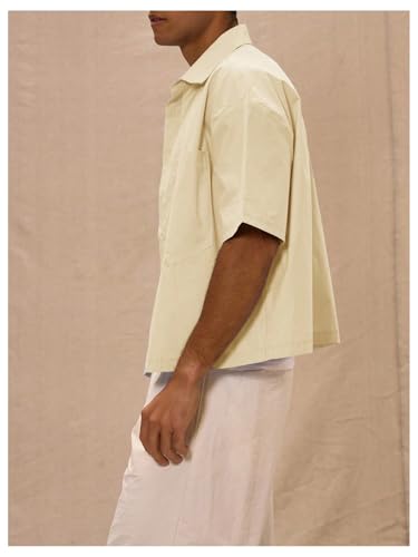 SHENHE Men's Short Sleeve Button Down Shirt Oversized Collared Summer Casual Pocket Shirt2