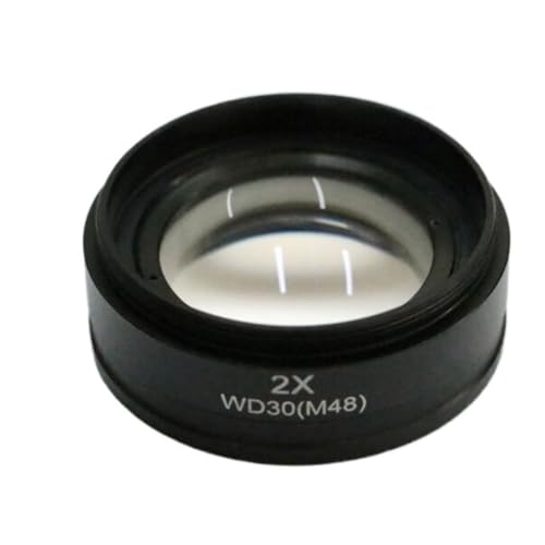 Microscope 0.5X 1X 1.5X 2X Barlow Auxiliary Microscope Lens Thread 48mm Mount Digital Stereo Microscope Lens(2X M48)