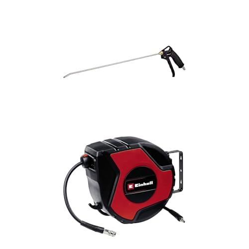 Soufflette air comprimé longue portée buse 500mm et enrouleur de tuyau 8 bar
