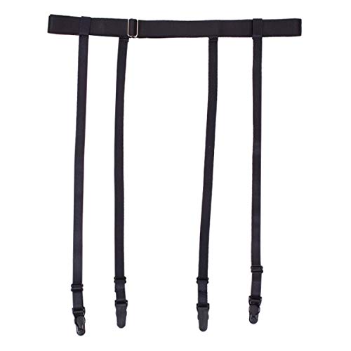 Women Black Simplicity Sexy Suspender Garter Belt for Thigh High Stockings, Long Straps with Metal Gater Belt Clips