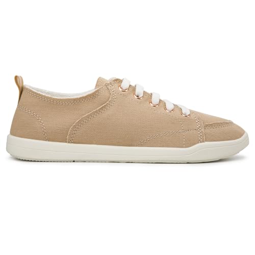 Image of FUNKYMONKEY Slip-On Canvas Sneakers for Women, Comfortable Lightweight Lace-Up Flat Casual Tennis Shoes Breathable Walking Shoes for Everyday Wear