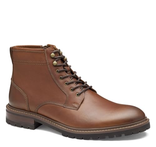 Johnston & Murphy Johnston & Murphy Men's Barrett Plain Toe Lace-Up Dress Casual Boot, Tan Full Grain, 11 M