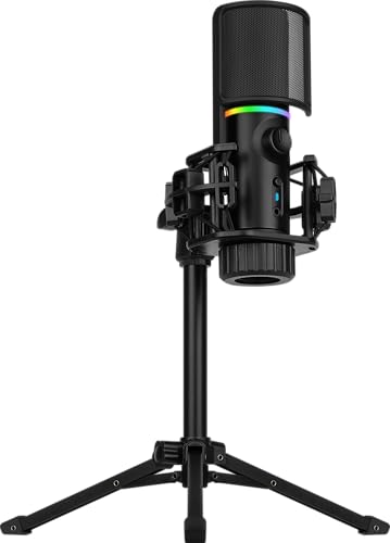 streamplify mic tripod rgb cardioid microphone with tripod for streaming recording podcasting