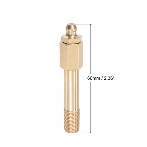 Image of uxcell Brass Straight Grease Fitting G1 /8 Thread 60mm Length Hydraulic Grease Fitting Accessories