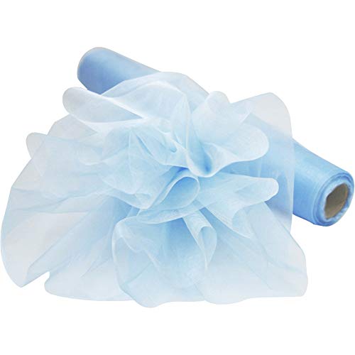 Time to Sparkle 2PCS 26M x 29cm Sheer Organza Roll Sash Fabric Table Runner Sashes Chair Cover Bows Swags Wedding Party (Baby Blue) - Image 2