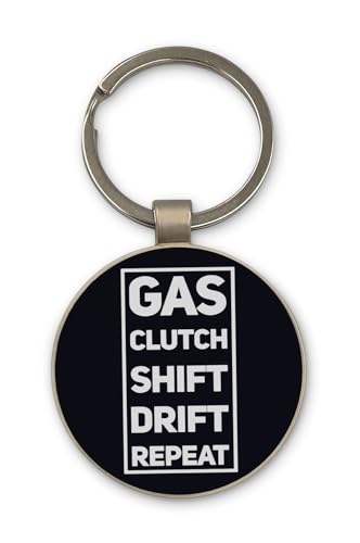 Lauthings Llavero de acero con diseño de círculo de vidrio negro, personalizado, con diseño de círculo de cambio de embrague de gas