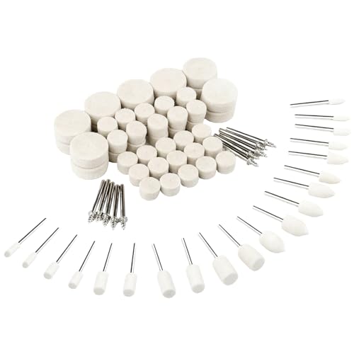 80 Piezas Ruedas de Pulir kit de Lana para Dremel, Disco de Fieltro Pulidor, Accesorios de Pulido para Herramientas Rotativas con Vástago de 1/8'(3mm) para Metal Metales Vidrio Joyería Joyas Relojes