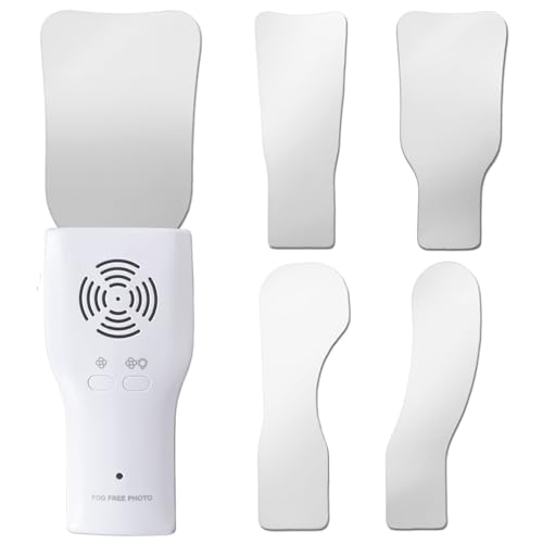 Fog-Free Dental Occlusal Photographic Mirror Device with 4 Rhodium Intraoral Reflective Mirrors for Dentistry, Anti-Fog Fan and LED Lighting Handle with Plated Glass Reflectors Oral Inspection Kit