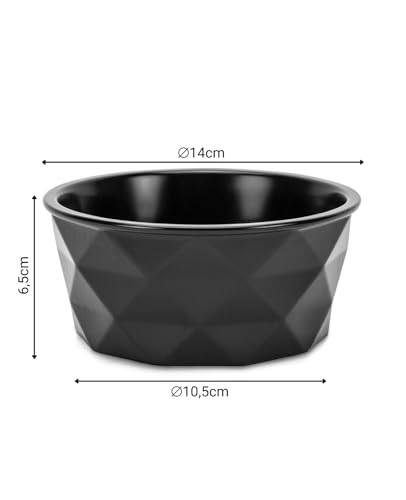 lionto Futternapf aus Keramik mit rutschfestem Silkonboden, 550 ml, Hundenapf aus robustem & geruchsneutralem Material, leicht zu reinigen, ergonomisches Design, Wassernapf für Hunde&Katzen, schwarz