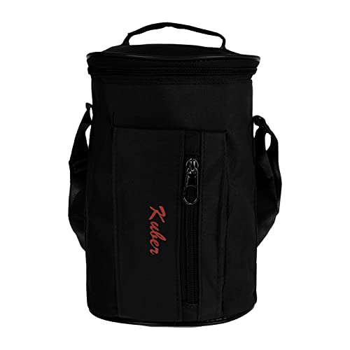 Image of Kuber Industries Lunch Bag | Canvas Waterproof Tiffin Bag for Office | Adjustable Shoulder Strap with One Small Zipper Pocket | Black