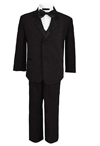 Image of iGirldress Baby /Toddle /Boys Ivory Black Navy Jacket Pants Shirt Bowtie Tuxedo Ring Bearer Suit