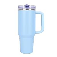 Quencher ProTour 40 oz Tumbler with Handle - 100% Leak-Proof Vacuum Insulated Stainless Steel Water Bottle | 2 Lids (Flip Straw & Leak-Proof Lid) for Hot/Cold Drinks (Sky Blue)