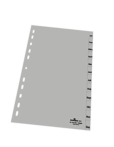 DURABLE Hunke & Jochheim rejestr PP, styczeń – grudzień szary, DIN A4, 215/230 x 297 mm, 12 kartek
