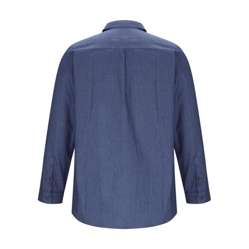 Chambray Shirt Men Long Sleeve Western Work Dress Shirts Casual Button Down Denim Blouses with Pocket3