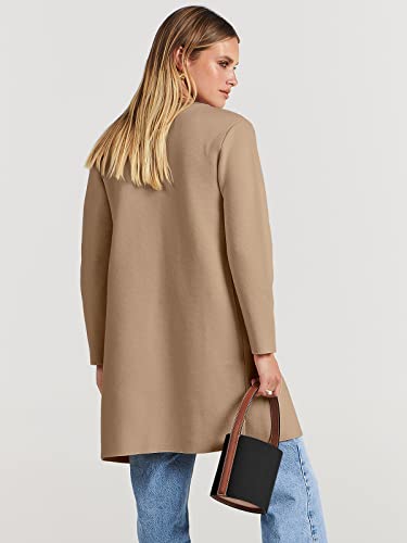 Anrabess Women'S Open Front Knit Lightweight Cardigan Casual Long Coatigan Sweater Lady Jacket Coat 2024 Fall Outerwear Khaki Large thumb #3