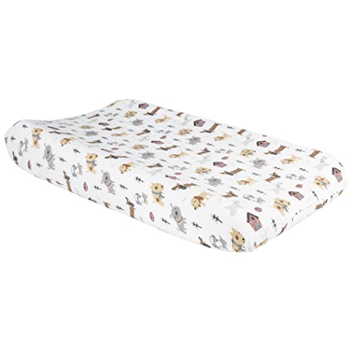 Image of Trend Lab Dog Park Deluxe Flannel Changing Pad Cover, White