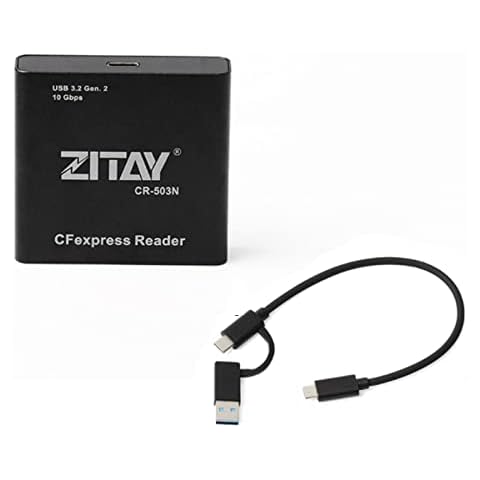 ZITAY CFexpress Card Reader,3.2 Gen 2 10Gbps Transfer Speed CFexpress Memory Card Adapter Type C USB Connection Support Android/Windows/Mac OS/Linux Cover