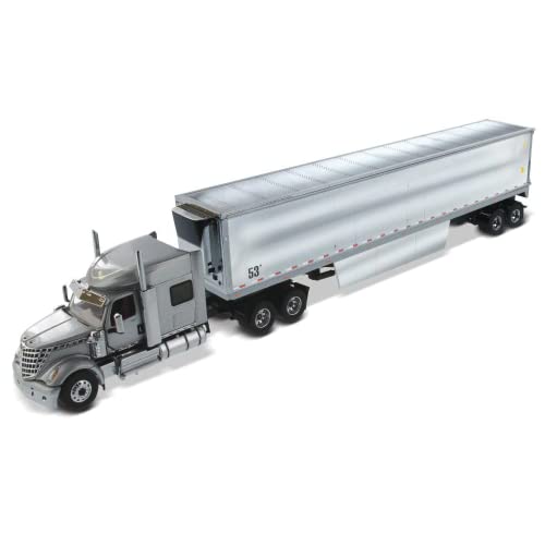 1:50 Scale International Lone Star SFFA Tandem with 72' Sleeper and 53' Chromed Refer Trailer | Transport Series | Gray Model - DIECAST MASTERS 71043