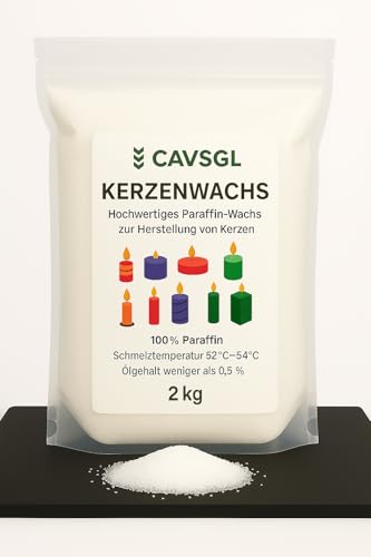 Kerzenwachs Granulat - Weiß - in Pulverform zur Herstellung von Kerzen - Paraffin Wachsgranulat Hochrein - Made in Germany - CAVSGL (2 Kg 1 stück)