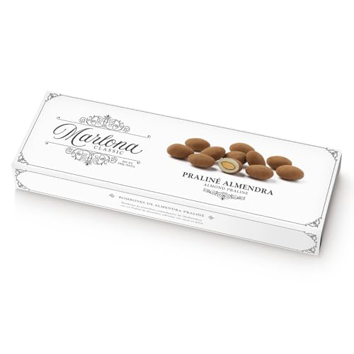Marlona Classic Praliné: Bombones de almendras caramelizadas del Mediterráneo con un Praliné de almendras. Estuche de 240g