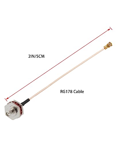 Vecys 2PCS U.FL IPEX to SMA Female Waterproof Box M16 Low Loss Coaxial Cable 2" /5CM IPX IPEX to SMA Female RG178 Coaxial Pigtail Cable for Wireless Routers Mini PCIE Network Cards PCI - Image 2