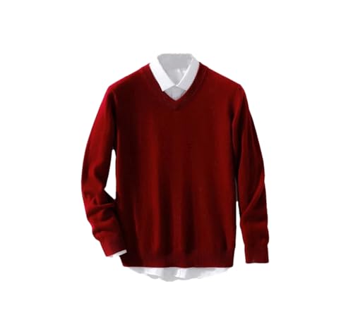 Men's Cashmere Sweater Warm Pullovers V-Neck Knit Winter Tops Male Knitwear Jumpers