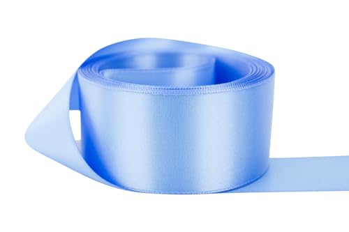 Image of Ribbon Bazaar Double Faced Satin - Premium Gloss Finish - 100% Polyester Ribbon for Gift Wrapping, Crafts, Scrapbooking, Hair Bow, Decorating & More - 5 /8 inch Porcelain Blue 50yd Spool