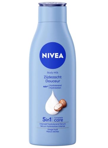 Nivea Body Milk - Lote de 12 unidades de leche corporal hidratante, 48 horas, sedoso, suave (Zijdezacht), 250 ml