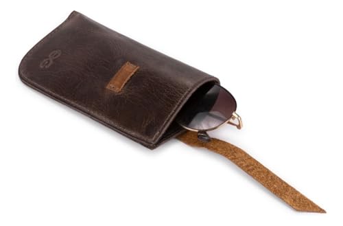 Estojo Couro Legítimo Compacto Artesanal Com Acabamento(Marrom-escuro)