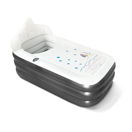Nevife Inflatable Blow Up Bathtub with Comfortable Bath Base , Headrest and Cup Holder, Portable ,Foldable ,Collapsible Free Standing Bath Tub for Adult Spa, Ideal for Hot Bath / Ice Bath Nevife Inflatable Blow Up Bathtub with Comfortable Bath Base , Headrest and Cup Holder, Portable ,Foldable ,Collapsible Free Standing Bath Tub for Adult Spa, Ideal for Hot Bath / Ice Bath