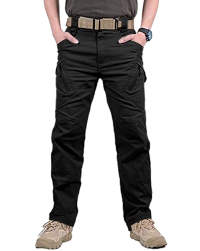 YAOBAOLE Pantalon Randonnée Homme Pantalons Treillis Militaire Pantalon Homme Hiver Pantalons Cargo Noir 3XL