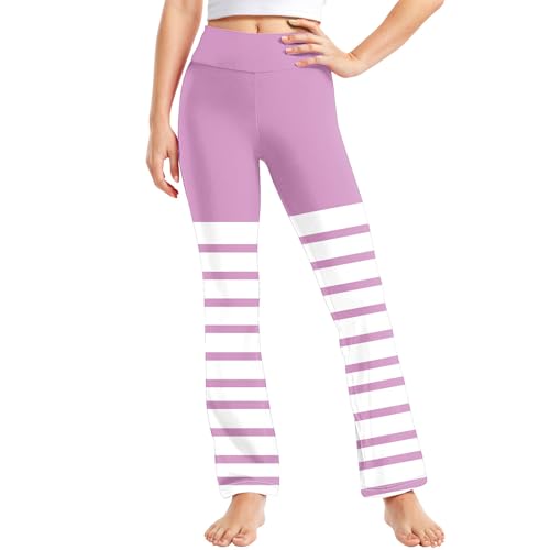 Toddler Girls Striped Colorblock Yoga Pants Teens High Waisted Straight Leg Comfort Activewear Leggings for Kids 2-13 Years
