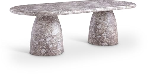 Image of Meridian Furniture 708Brown-T Cosenza Collection Art Deco 96 inch Indoor /Outdoor Concrete Dining Table with Brown Marble Finish, 96 inch W x 44.5 inch D x 30 inch H, Brown