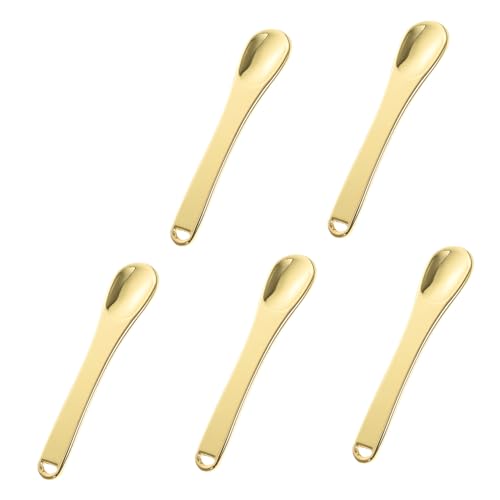 Anneome 5 piezas Cucharas Mini para Crema Facial y Maquillaje Diseño Metálico Dorado Compacto y Portátil para Diario y Viaje Práctico para Mujeres