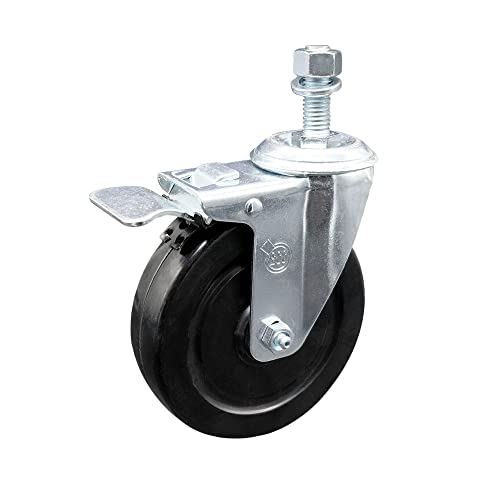 Hard Rubber Swivel Threaded Stem Caster w/5
