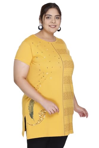 Image of Women Printed Cotton Tshirt with Side Slits & Pocket