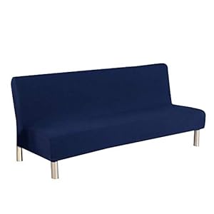 Cornasee Stretch Sofa Bed Cover Futon Slipcover,Full Folding Armless Sofa Covers Furniture Protector,Easily Removable and Machine Washable (Navy)
