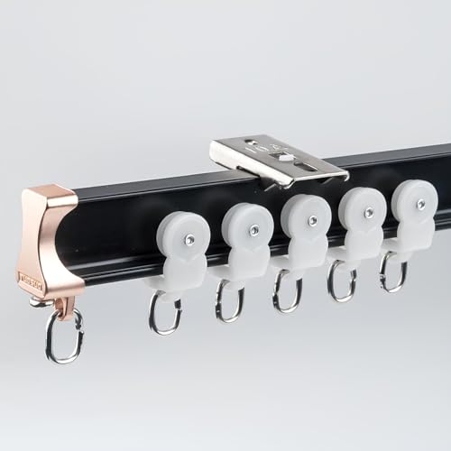 GUOGLZ Riel De Cortina Curvo, Barra De Cortina De Aluminio Flexible, Fácil De Instalar Riel Separador De Habitaciones para Cortinas, Se Adapta A Todas Las Formas De Ventanas(Black,135cm/4.4ft)