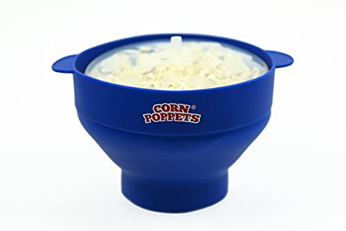CORN POPPETS | Palomitero para Microondas de Silicona | Recipiente para Hacer Palomitas en el Microondas sin Aceite | Color Azul