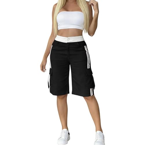 Bermuda femme décontracté en tissu extensible avec poches latérales pour l'été