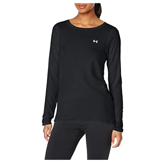 Under Armour UA HG Armour Long Sleeve, ligera camiseta deportiva, camiseta de manga larga mujer, Black / Metallic Silver, M