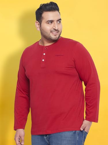 Image of Bigbanana Plus Size Men's Regular Fit Solid Henley Tshirt